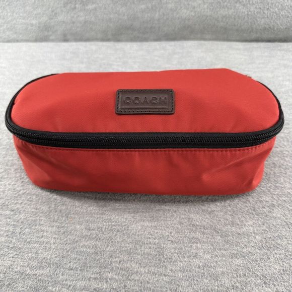 Coach Red Travel Pouch Zipped Bag  (PU2) - Picture 1 of 13